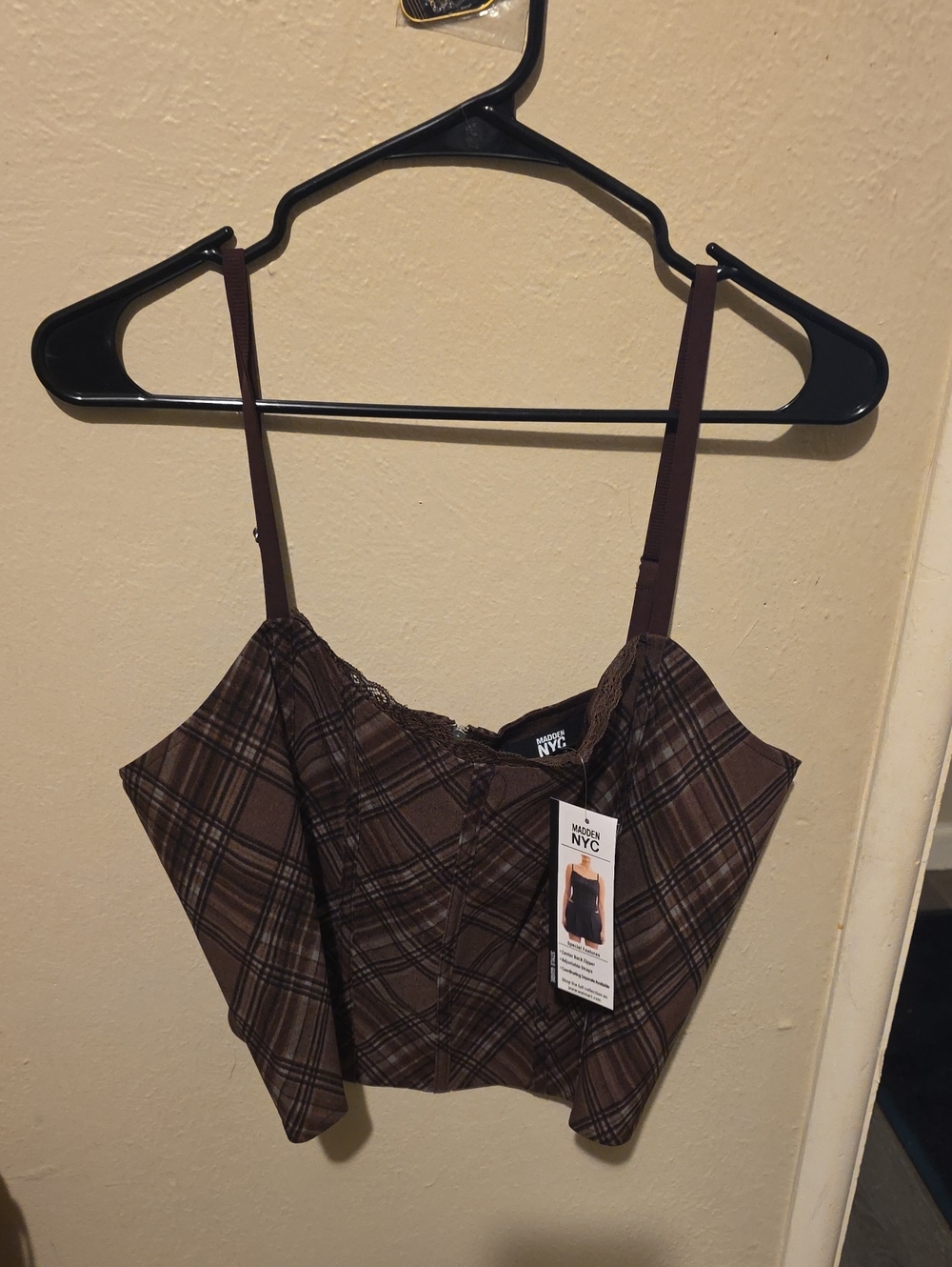 NYC Brown Plaid Cropped Cami
